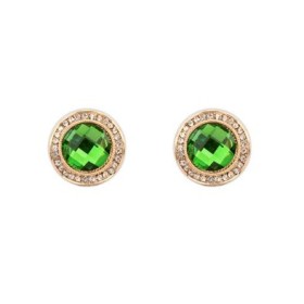 Round Dark Green Gemstone Stud Earrings